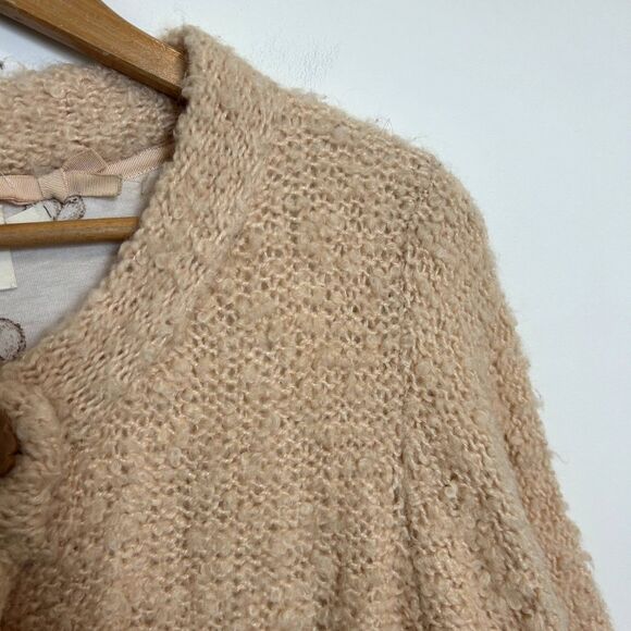 Anthro HWR Cardigan Mohair Sweater Large Dusty Pink 3/4 Sleeve Button-front - Picture 13 of 15